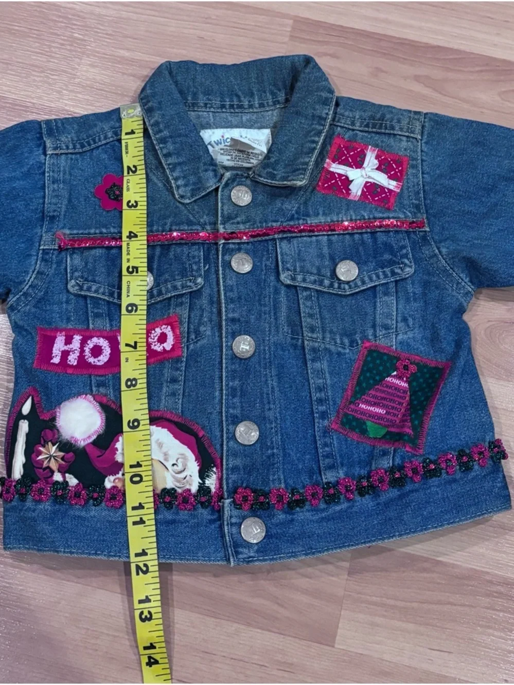 Twice Upon a Time‎ Vintage Made in USA Christmas Jean Jacket With Bling